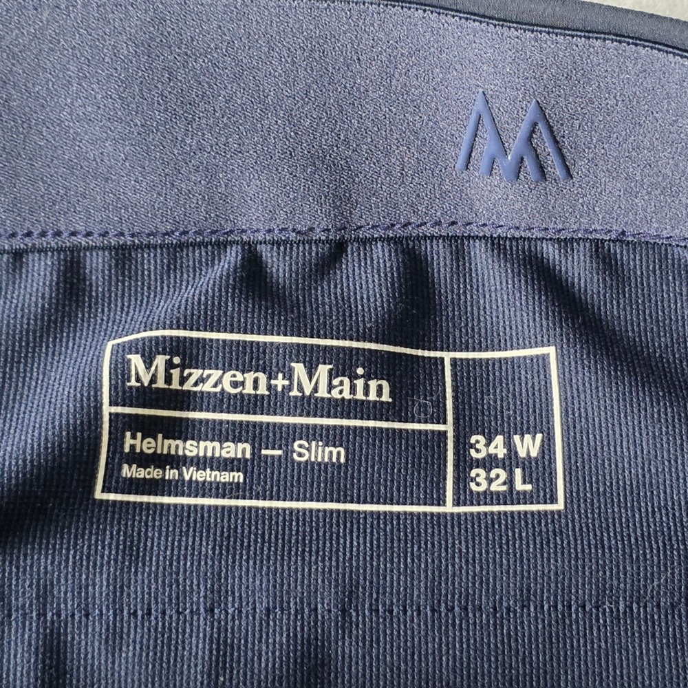 Mizzen Main Helmsman Slim Chino Pants Navy Blue Men Performance Stretch Sz 34X32 - Picture 8 of 11